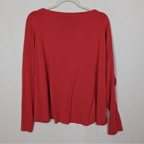 Eileen Fisher XL Long Sleeve Tee Shirt Top Scoop Neck Draped Knit Stretch - Picture 2 of 8